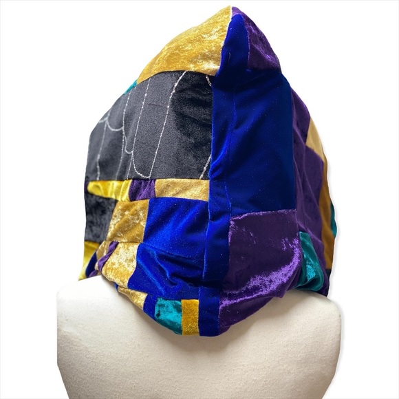 Handmade Patchwork Rave Festival Hood With Chain - Picture 9 of 10